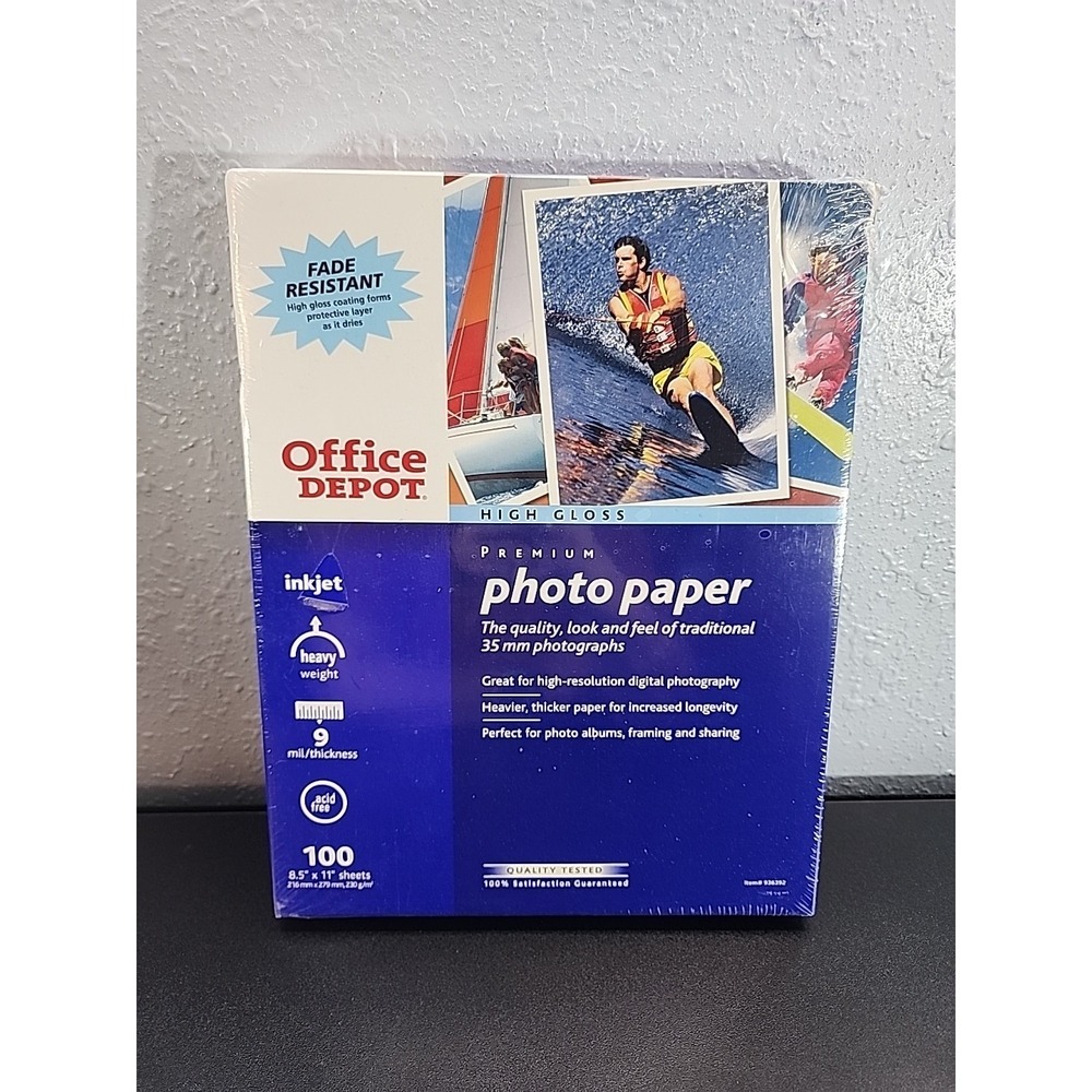 Photo Paper 100 Sheets‎ High Gloss Premium Office Depot Inkjet - Brand New